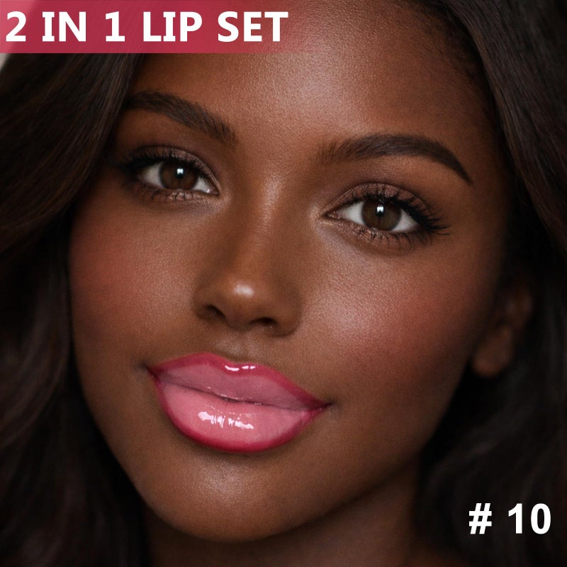 Jutqut Red Lip Liner and Gloss Lip Kit, Waterproof Long-Lasting Combo Set with Matte Lip Liner Pencil and Non-Sticky Pluming Tinted Gloss, Highly Pigmented Lipliner Set for Women (10 Red) - Image 3
